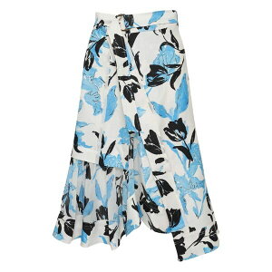 �X���[�����t�B���b�v���� ���f�B�[�X �X�J�[�g �{�g���X Floral belted midi skirt White