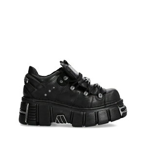 �j���[���b�N ���f�B�[�X �X�j�[�J�[ �V���[�Y Metallic m-120n-s26 lace-up platform sneakers Black