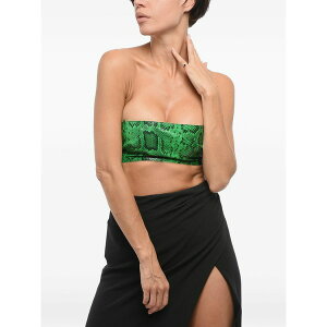 �f�B�[�X�N�G�A�[�h ���f�B�[�X �J�b�g�\�[ �g�b�v�X Python-effect leather top Green