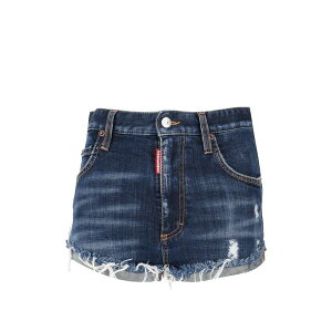 �f�B�[�X�N�G�A�[�h ���f�B�[�X �f�j���p���c �{�g���X Distressed frayed-hem shorts Blue