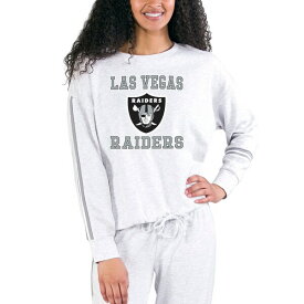 コンセプトスポーツ レディース Tシャツ トップス Concepts Sport Las Vegas Raiders Women's Pendant French Terry Long Sleeve Top Cream/Gray