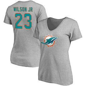 ファナティクス レディース Tシャツ トップス Miami Dolphins Fanatics Branded Women's Team Authentic Custom VNeck TShirt Wilson Jr,Jeff-23