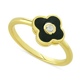 ジャニ ベルニーニ レディース リング アクセサリー Cubic Zirconia & Black Enamel Clover Ring in 14k Gold-Plated Sterling Silver, Created for Macy's Gold