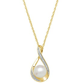 ホノラ メンズ ネックレス・チョーカー アクセサリー Cultured Freshwater Pearl (9mm) and Diamond Accent Pendant 18" Necklace in 14k Gold Gold