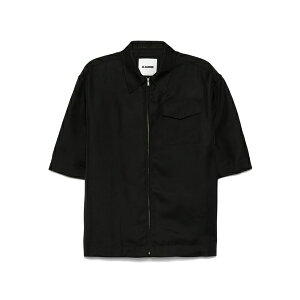 �W���E�T���_�[ �����Y �V���c �g�b�v�X Zip-front ruffled shirt Black