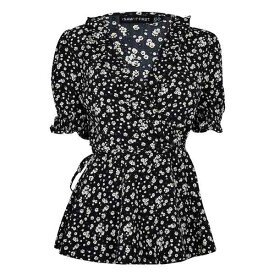 【送料無料】 アイソウイットファースト レディース カットソー トップス Printed Ruffle Bardot Peplum Top BLACK LEOPARD