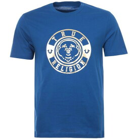 【送料無料】 トゥルーレリジョン メンズ Tシャツ トップス Foil Buddha Face Crew Neck T-Shirt Blue