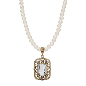 2028 レディース ネックレス・チョーカー・ペンダントトップ アクセサリー Crystal Glass Bead Pendant Necklace White