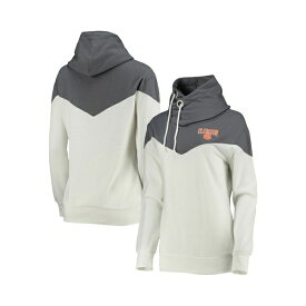 ゲームデイ レディース パーカー・スウェットシャツ アウター Women's White, Gray Clemson Tigers Old School Arrow Blocked Cowl Neck Tri-Blend Pullover Hoodie White, Gray