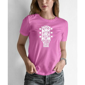 エルエーポップアート レディース カットソー トップス Women's Word Art Guitar Head Music Genres T-shirt Pink