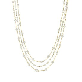 2028 レディース ネックレス・チョーカー・ペンダントトップ アクセサリー Women's Gold Tone Three Strand Imitation Pearl Chain Necklace White