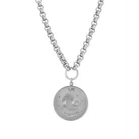 2028 レディース ネックレス・チョーカー・ペンダントトップ アクセサリー Women's Round Capricorn Pendant Necklace Silver-tone