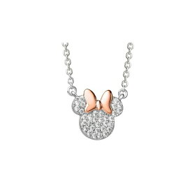 ディズニー レディース ネックレス・チョーカー・ペンダントトップ アクセサリー Womens Minnie Mouse Silver Plated Cubic Zirconia Necklace, 16+2" Silver tone, pink