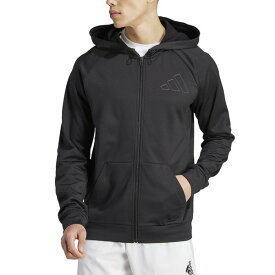 アディダス メンズ パーカー・スウェットシャツ アウター Men's Game & Go Small Logo Moisture-Wicking Training Full-Zip Fleece Hoodie Black