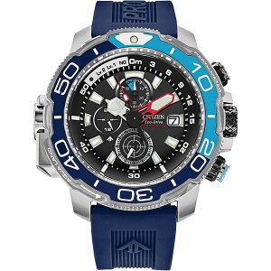V`Y Y rv ANZT[ Eco-Drive Men's Chronograph Promaster Aqualand Blue Polyurethane Strap Watch 46mm Blue