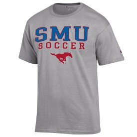 チャンピオン メンズ Tシャツ トップス SMU Mustangs Champion Soccer Stack Logo Powerblend TShirt Gray