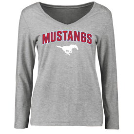 ファナティクス レディース Tシャツ トップス SMU Mustangs Women's Proud Mascot Long Sleeve TShirt Ash