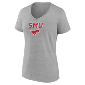ファナティクス レディース Tシャツ トップス SMU Mustangs Fanatics Branded Women's Campus VNeck TShirt Gray