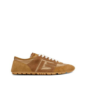 �o���}�� �����Y �X�j�[�J�[ �V���[�Y Racer suede panelled sneakers Brown
