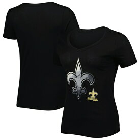 ニューエラ レディース Tシャツ トップス New Orleans Saints New Era Women's Ink Dye Sideline VNeck TShirt Black