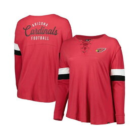 ニューエラ レディース Tシャツ トップス Women's Cardinal Arizona Cardinals Plus Size Athletic Varsity Lace-Up V-Neck Long Sleeve T-shirt Cardinal