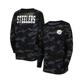 ニューエラ レディース Tシャツ トップス Women's Black Pittsburgh Steelers Camo Long Sleeve T-shirt Black