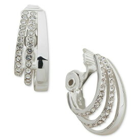 アンクライン レディース ピアス＆イヤリング アクセサリー Silver-Tone Small Pav&eacute; Triple-Row Clip-On Hoop Earrings Crystal