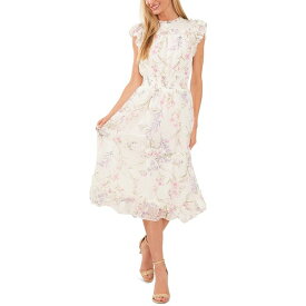 セセ レディース ワンピース トップス Women's Smocked-Waist Flutter-Sleeve Midi Dress New Ivory