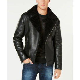 ゲス メンズ ジャケット＆ブルゾン アウター Men's Asymmetrical Faux Leather Moto Jacket, Created for Macy's Black