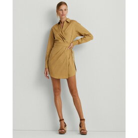 ラルフローレン レディース ワンピース トップス Women's Stretch-Cotton Blend Wrap Shirtdress Burnished Tan