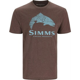 シムズ メンズ シャツ トップス Simms Wood Trout Fill Short Sleeve Graphic T-Shirt Brown Heather