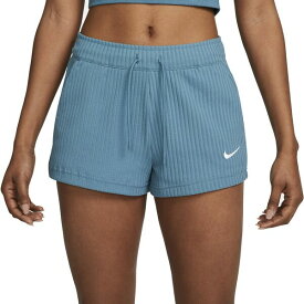 ナイキ レディース カジュアルパンツ ボトムス Nike Women's Sportswear High-Waisted Ribbed Jersey Shorts Noise Aqua