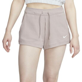 ナイキ レディース カジュアルパンツ ボトムス Nike Women's Sportswear High-Waisted Ribbed Jersey Shorts Diffused Taupe