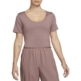 ナイキ レディース シャツ トップス Nike Women's One Classic Dri-FIT Short-Sleeve Cropped Twist Top Smokey Mauve