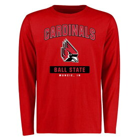 ファナティクス メンズ Tシャツ トップス Ball State Cardinals Campus Icon Long Sleeve TShirt Red