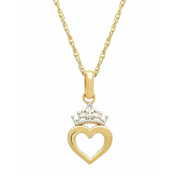 ディズニー レディース ネックレス・チョーカー・ペンダントトップ アクセサリー Children's Princess Heart  Tiara 15" Pendant Necklace in 14k Gold Yellow Gold