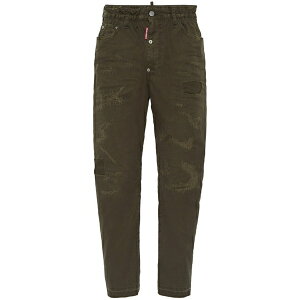 �f�B�[�X�N�G�A�[�h �����Y �J�W���A���p���c �{�g���X Distress-effect trousers Green