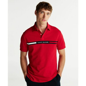 g~[ qtBK[ Y Vc gbvX Men's Short Sleeve Embroidered Chest Stripe Polo Shirt Medium Red