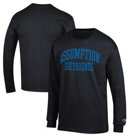 チャンピオン メンズ Tシャツ トップス Assumption Greyhounds Champion Jersey Long Sleeve TShirt Black