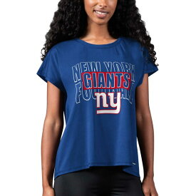 エムエスエックスバイミカエルストラハン レディース Tシャツ トップス New York Giants MSX by Michael Strahan Women's Abigail Back Slit TShirt Royal