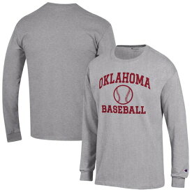 チャンピオン メンズ Tシャツ トップス Oklahoma Sooners Champion Baseball Icon Long Sleeve TShirt Gray