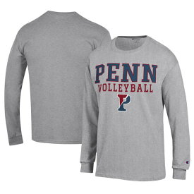 チャンピオン メンズ Tシャツ トップス Pennsylvania Quakers Champion Stacked Logo Volleyball Jersey Long Sleeve TShirt Gray