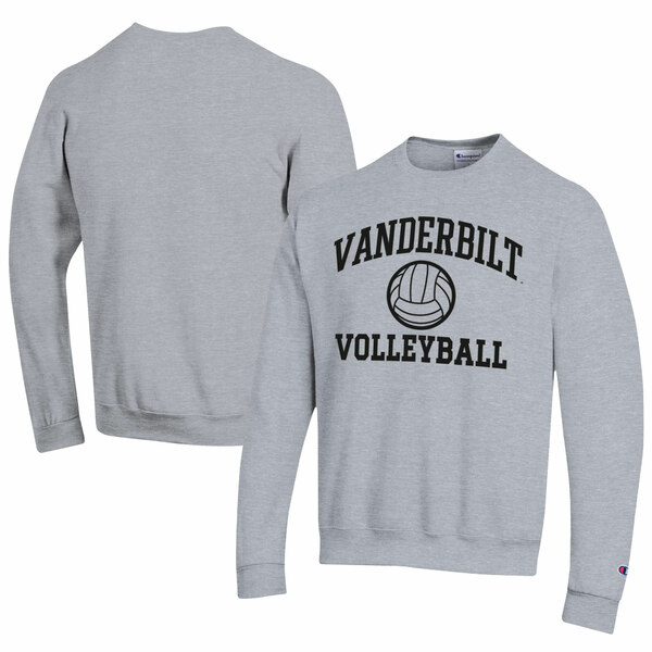 チャンピオン メンズ パーカー・スウェットシャツ アウター Vanderbilt Commodores Champion Icon Logo Volleyball Eco Powerblend Pullover Sweatshirt Gray：asty