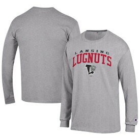 チャンピオン メンズ Tシャツ トップス Lansing Lugnuts Champion Jersey Long Sleeve TShirt Gray