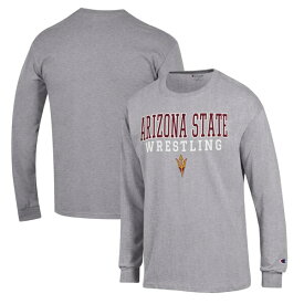 チャンピオン メンズ Tシャツ トップス Arizona State Sun Devils Champion Wrestling Stack Logo Long Sleeve TShirt Gray