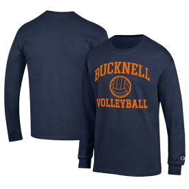 チャンピオン メンズ Tシャツ トップス Bucknell Bison Champion Stacked Logo Volleyball Jersey Long Sleeve TShirt Navy