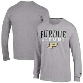 チャンピオン メンズ Tシャツ トップス Purdue Boilermakers Champion Alumni Logo Stack Long Sleeve TShirt Gray