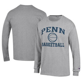 チャンピオン メンズ Tシャツ トップス Pennsylvania Quakers Champion Icon Logo Basketball Jersey Long Sleeve TShirt Gray