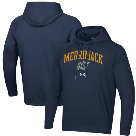 アンダーアーマー メンズ パーカー・スウェットシャツ アウター Merrimack College Warriors Under Armour All Day Fleece Pullover Hoodie Navy