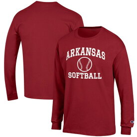 チャンピオン メンズ Tシャツ トップス Arkansas Razorbacks Champion Softball Icon Long Sleeve TShirt Cardinal